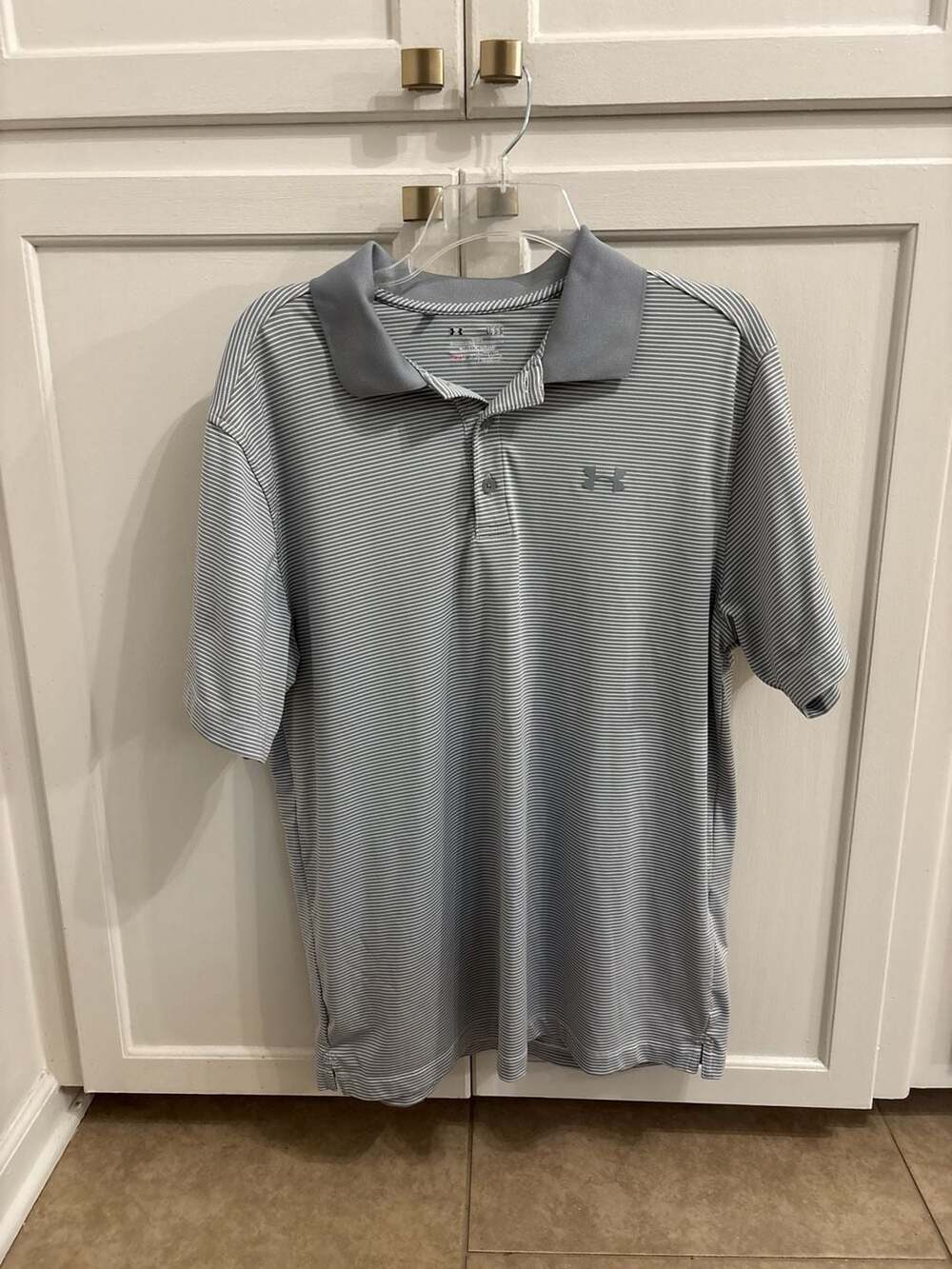Under Armour HeatGear Striped Loose Fit Polo Shirt Size Large